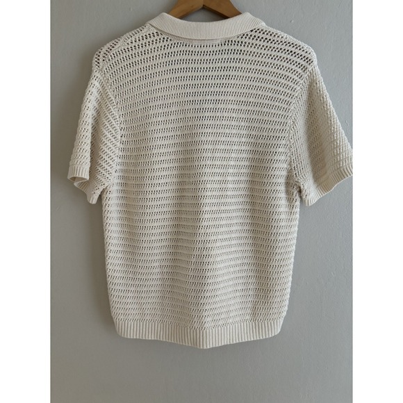 Everlane The Crochet Knit Polo Top Size L Boho CottageCore Indie Festival - Picture 3 of 11